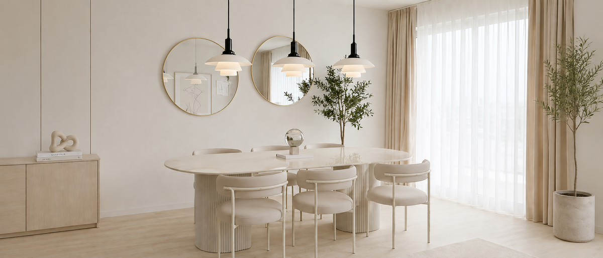 Three globes over travertine.