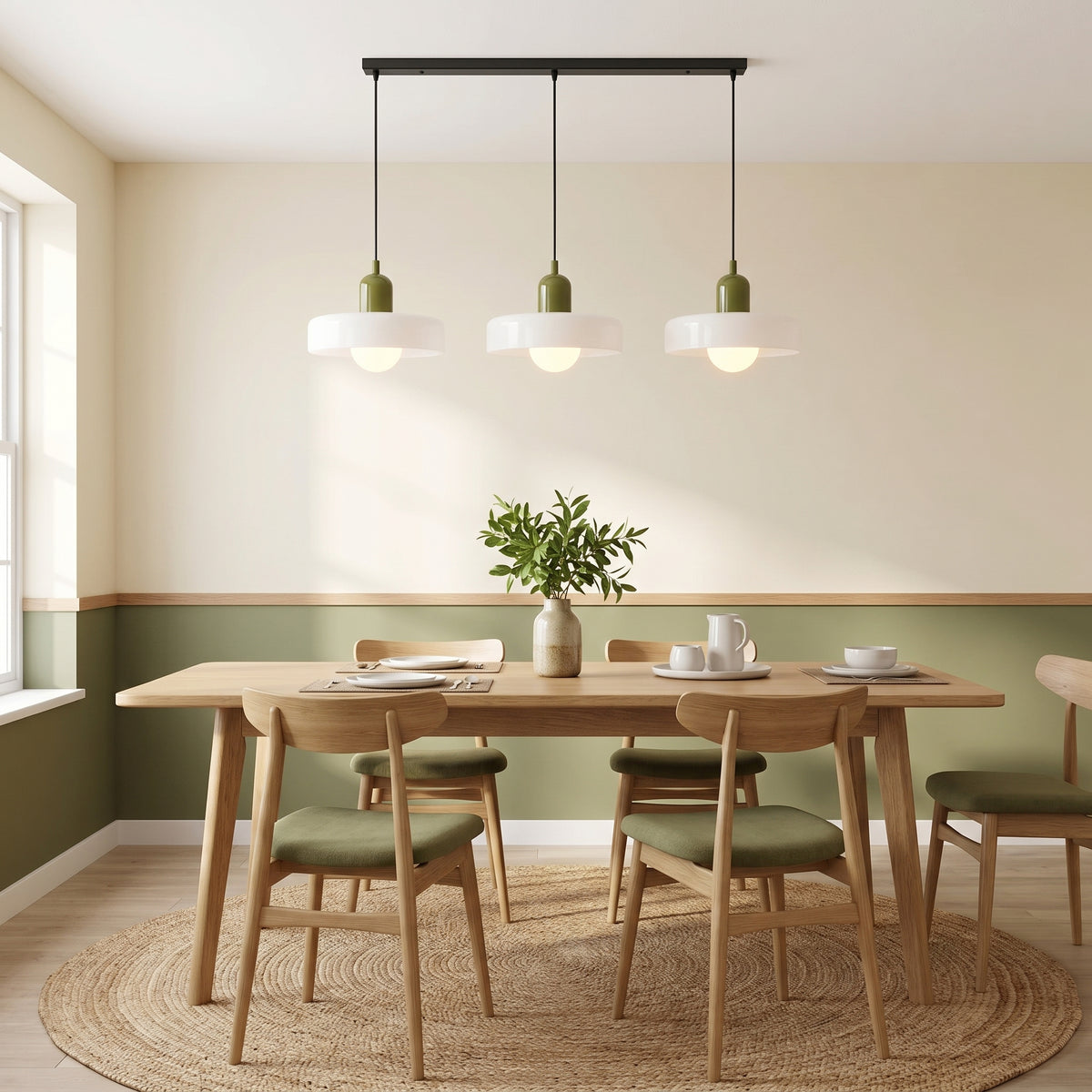 3-Head Bauhaus Colored Glass Pendant Light