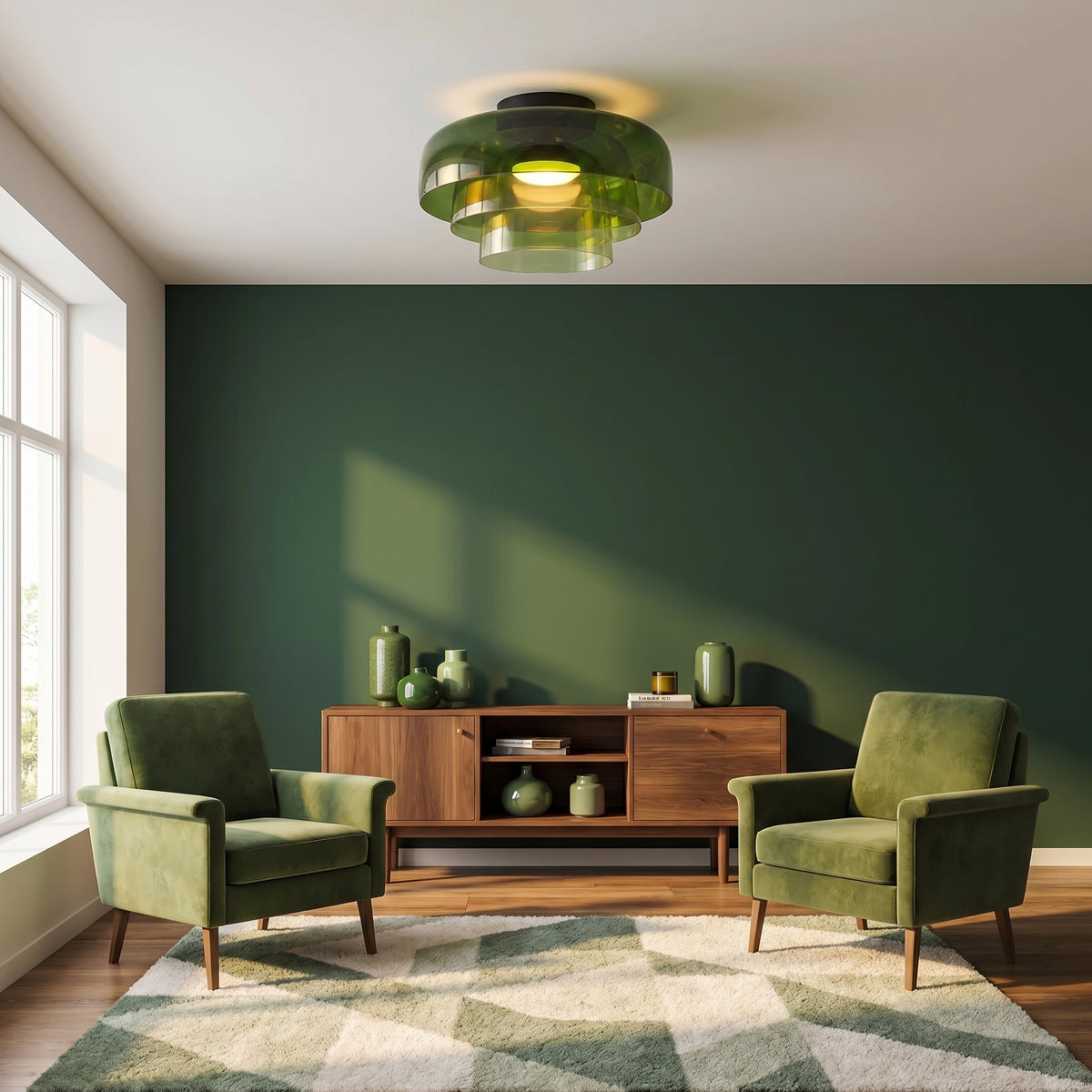 Nordic Bauhaus Glass Layered Ceiling Light