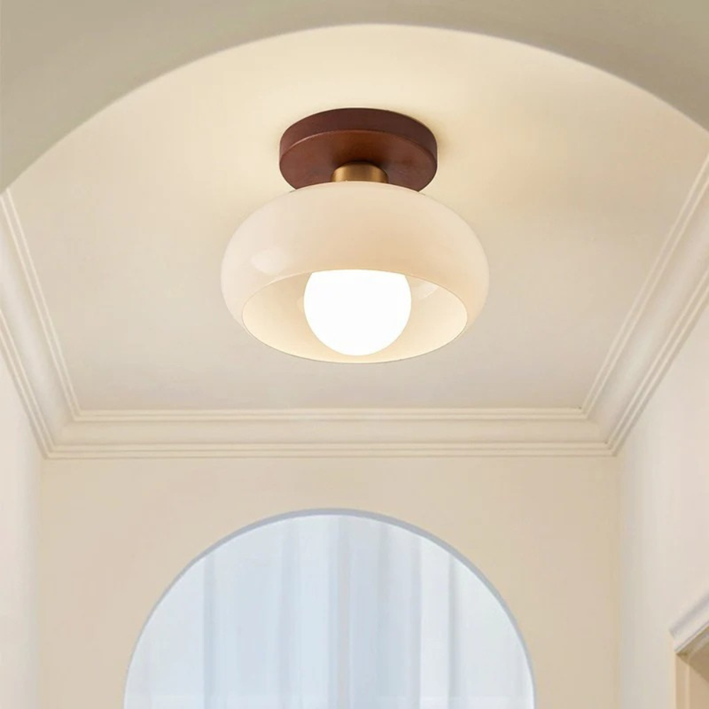 French Bauhaus Cream Ceiling Light