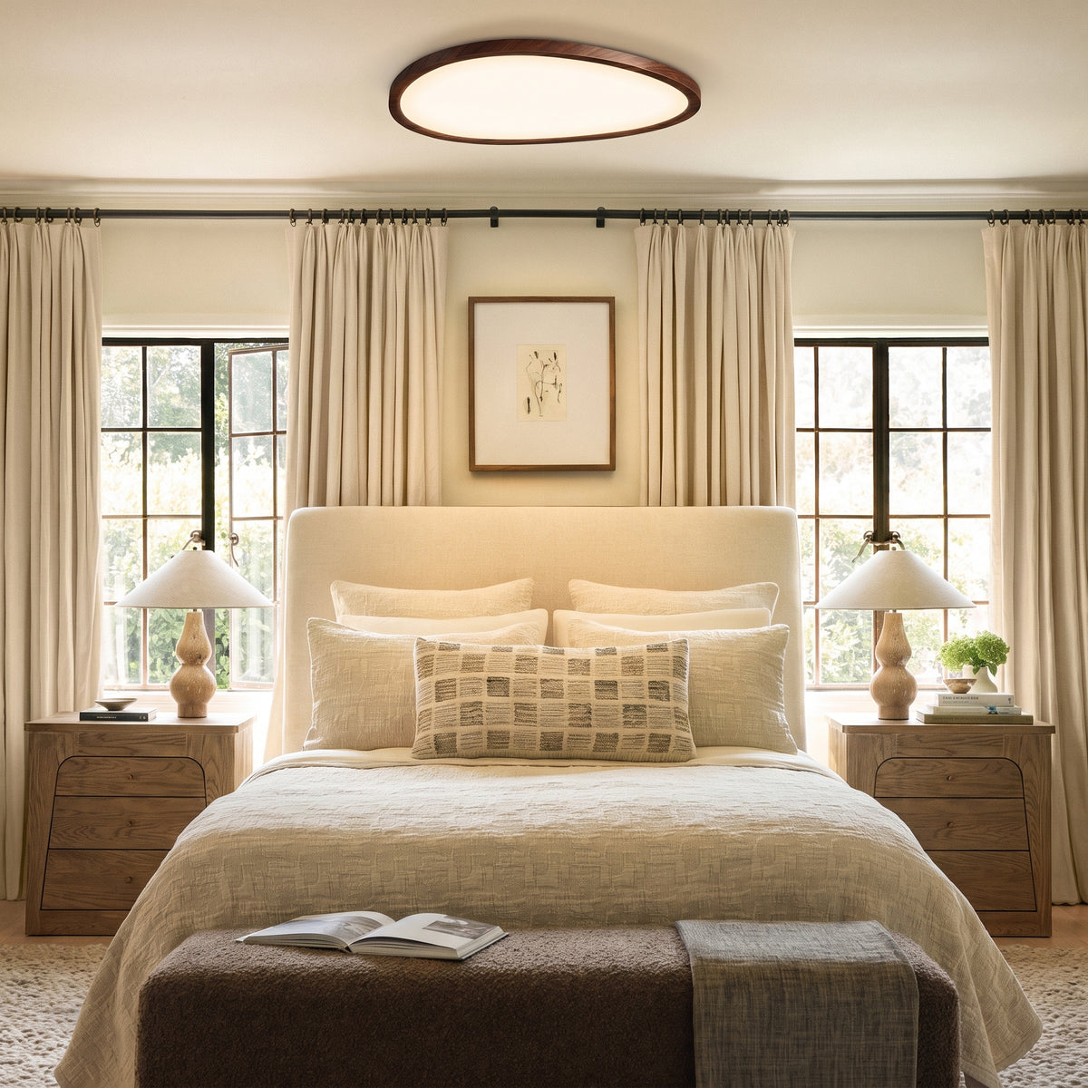 Ultra Thin Dark Wooden Ceiling Light