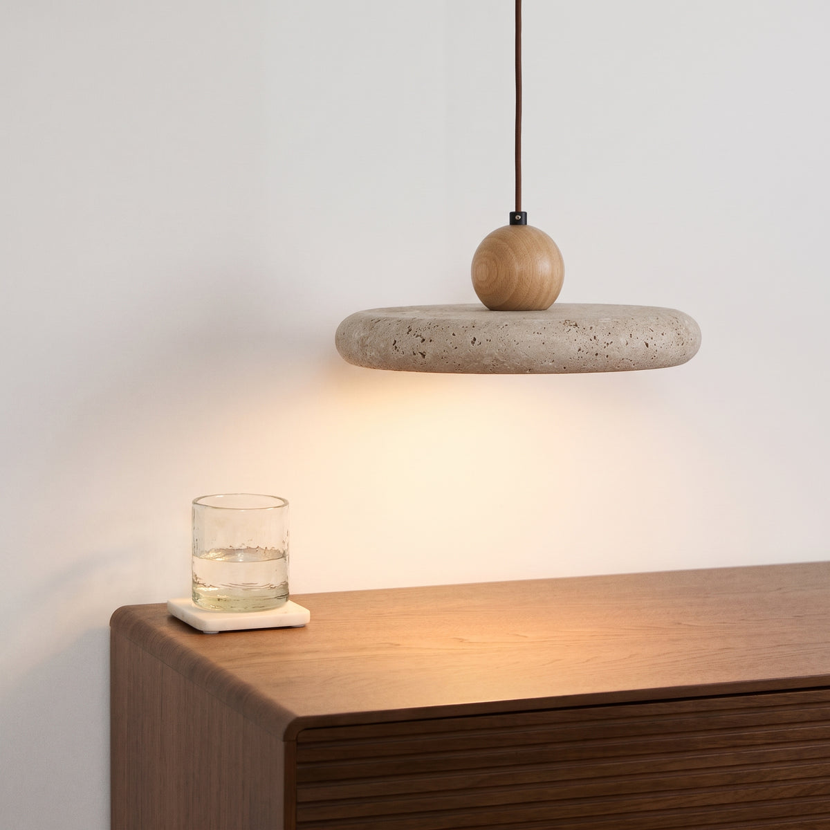 Travertine Wood Pendant Light