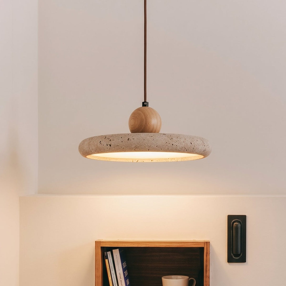 Travertine Wood Pendant Light