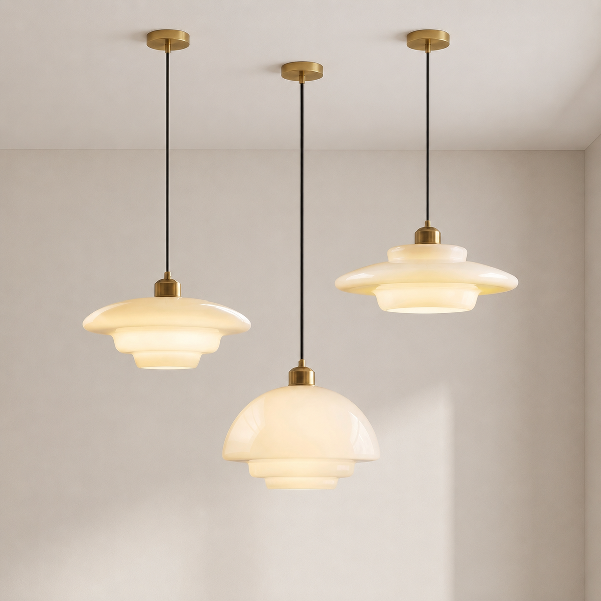 Milky White Glass Pendant Light