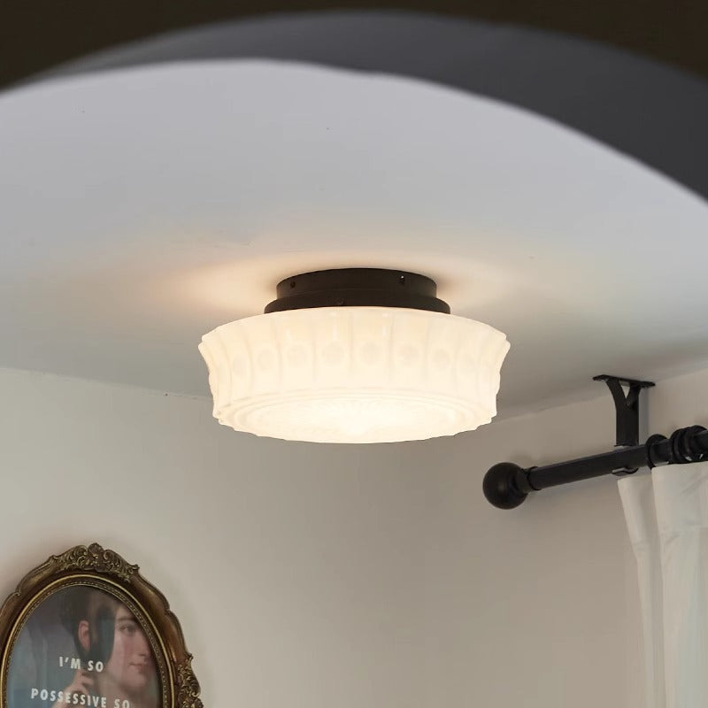 Mid-century modern ceiling light, brass sputnik chandelier in a wood-panelled room